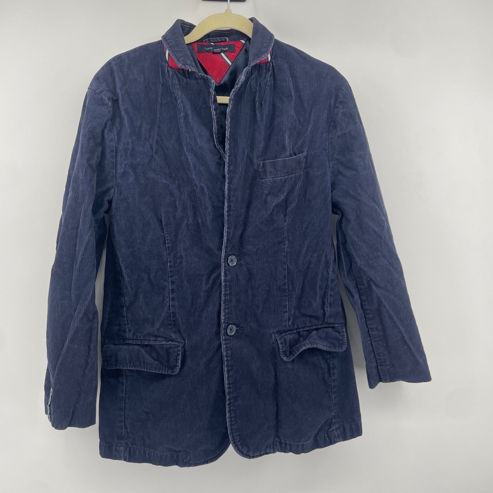 Tommy Hilfiger Corduroy Blazer Mens M 40 Navy Blue Two Button Sport Coat Jacket